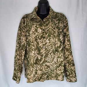 Erika Green Paisley Button Up Long Sleeve Blouse